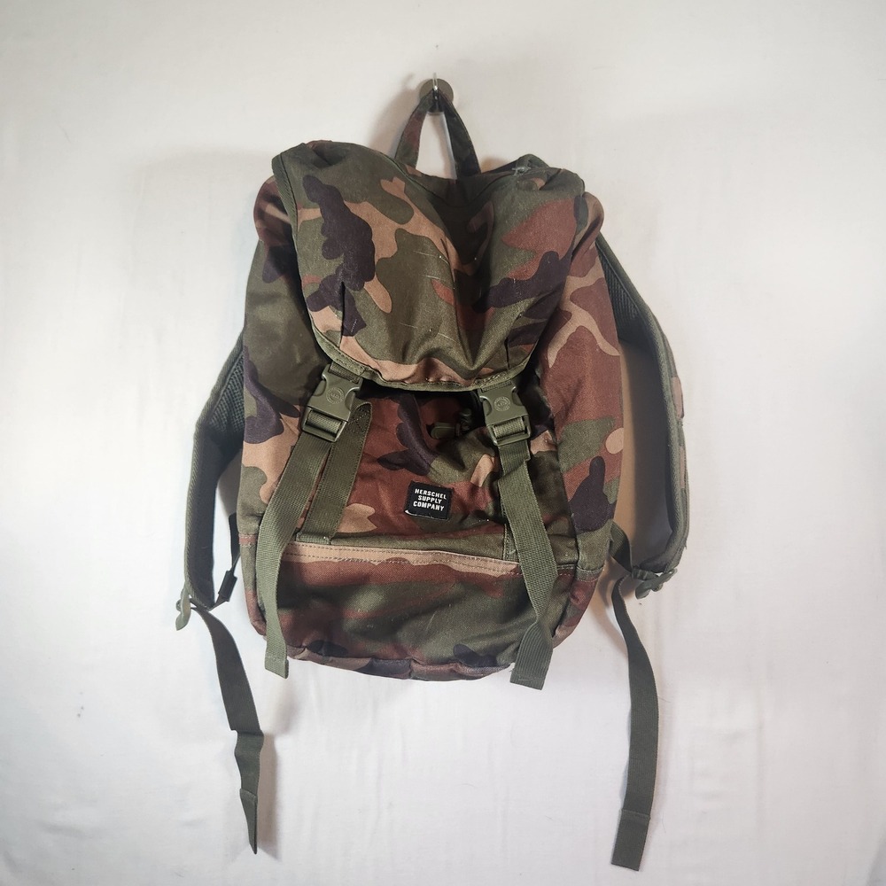 Herschel Supply Co Iona Backpack Camo Woodland Green Brown Canvas Daypack Bag